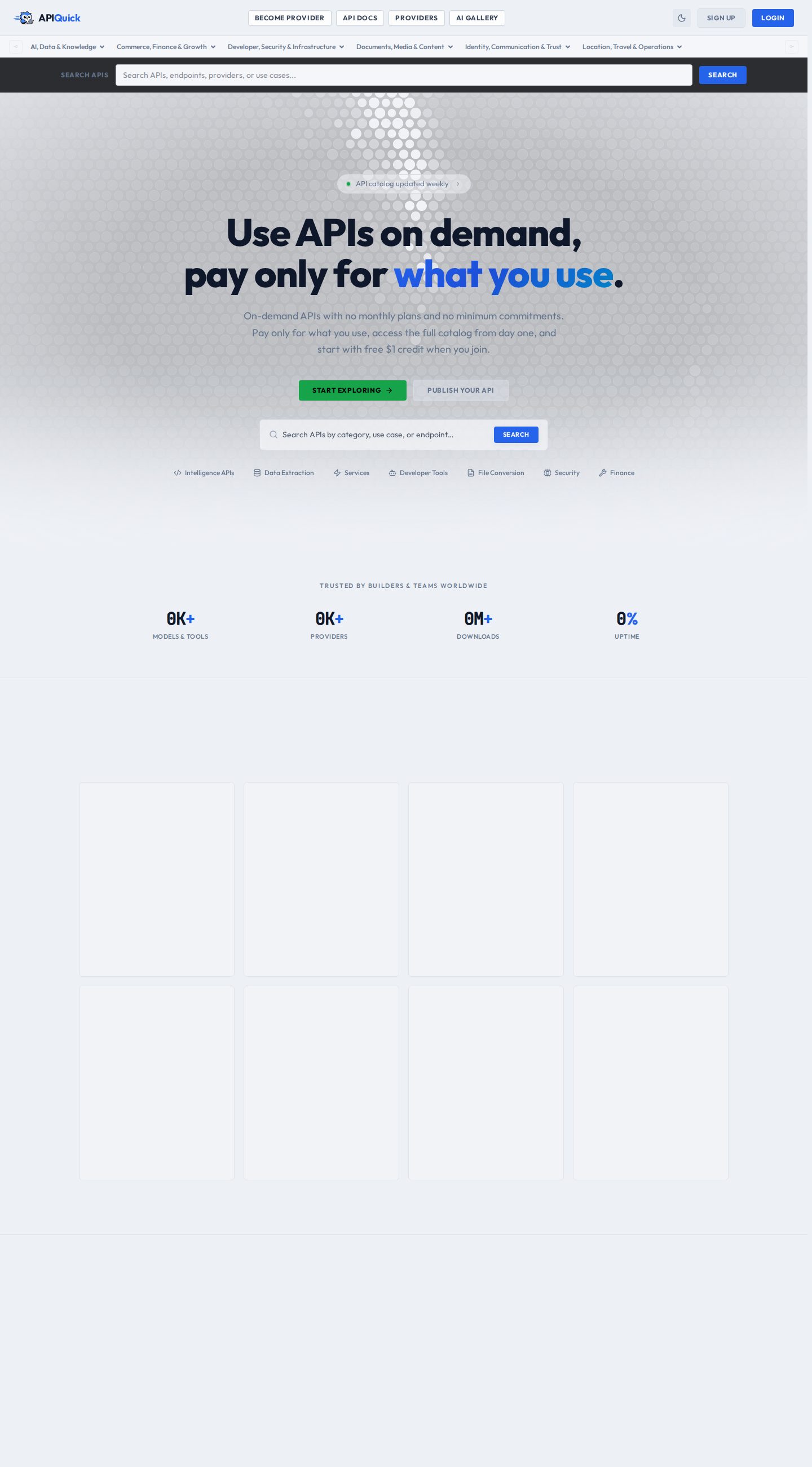 Full page of apiquick.io