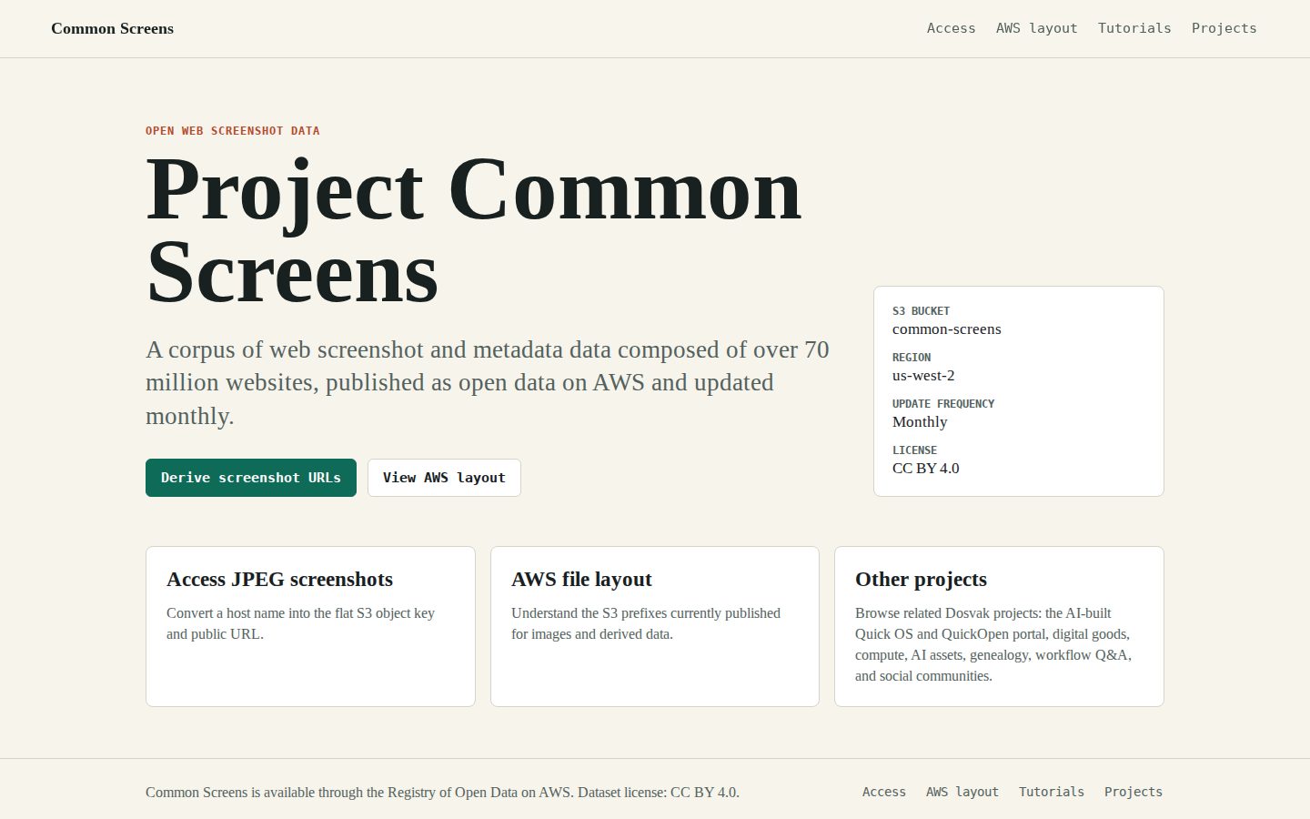 Common Screens website