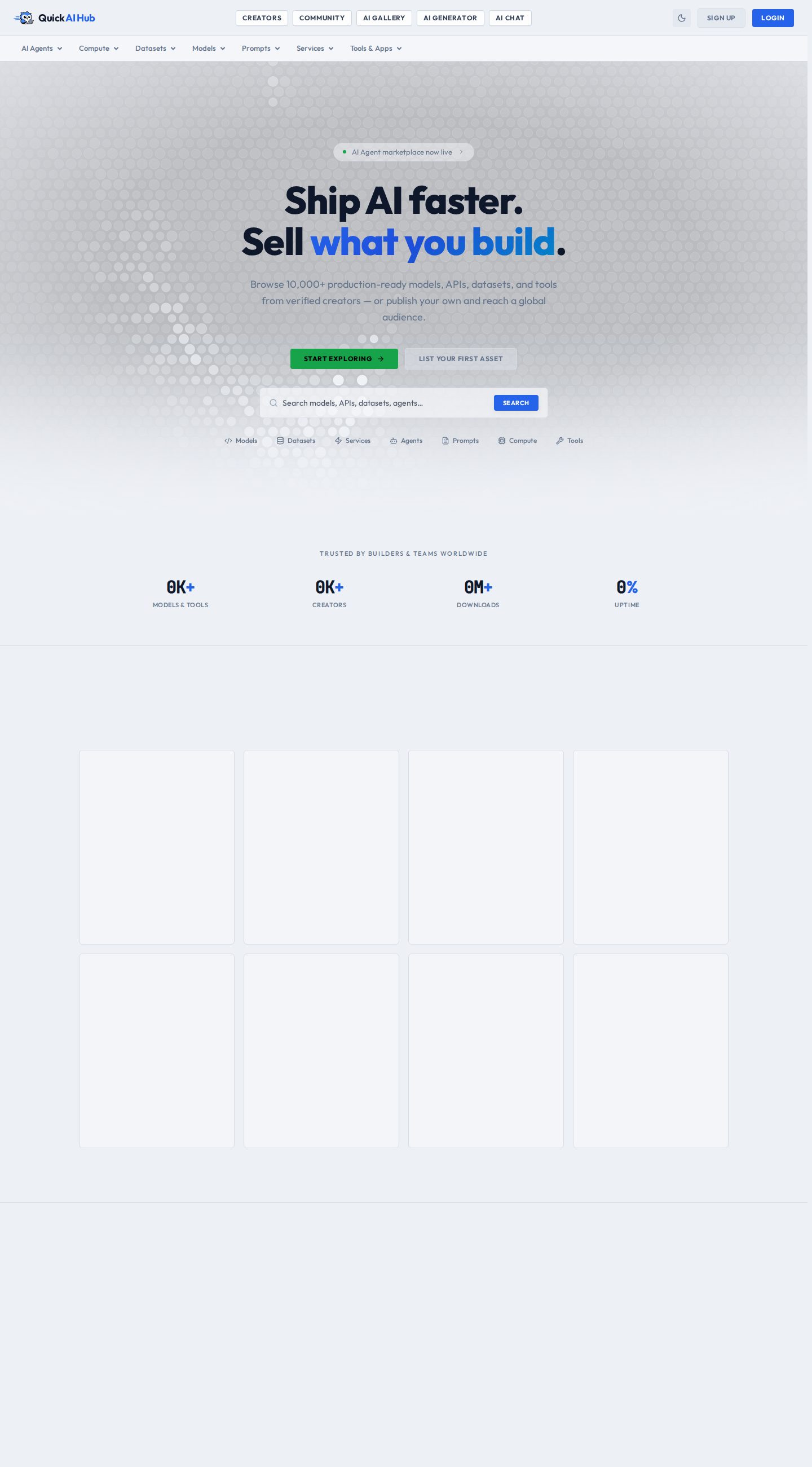 Full page of quickaihub.io