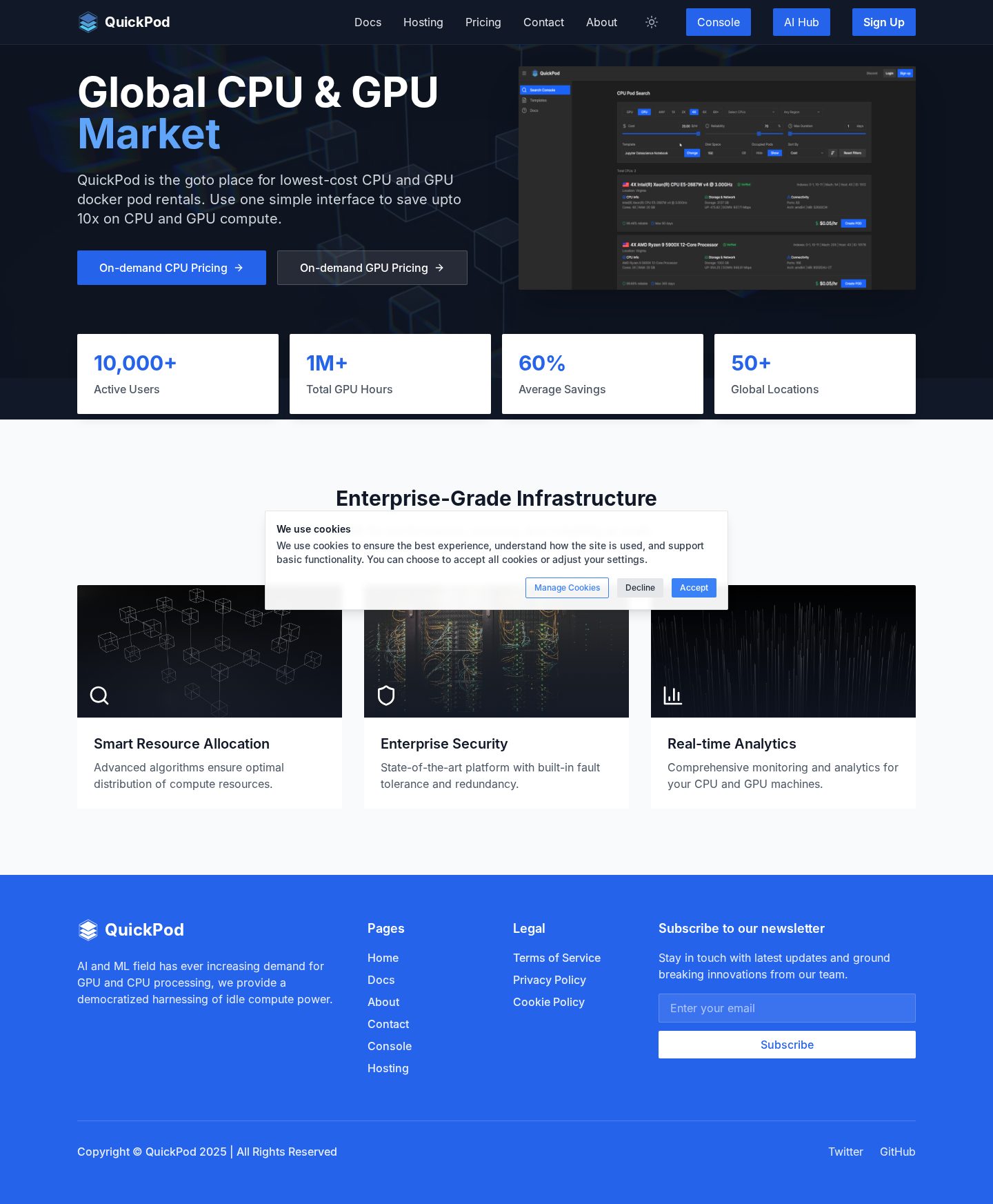 Full page of quickpod.io