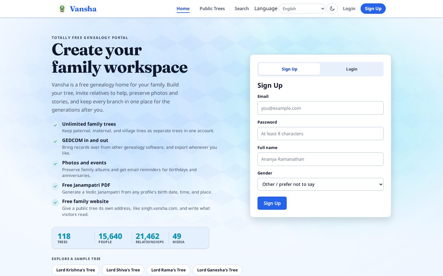 Vansha website